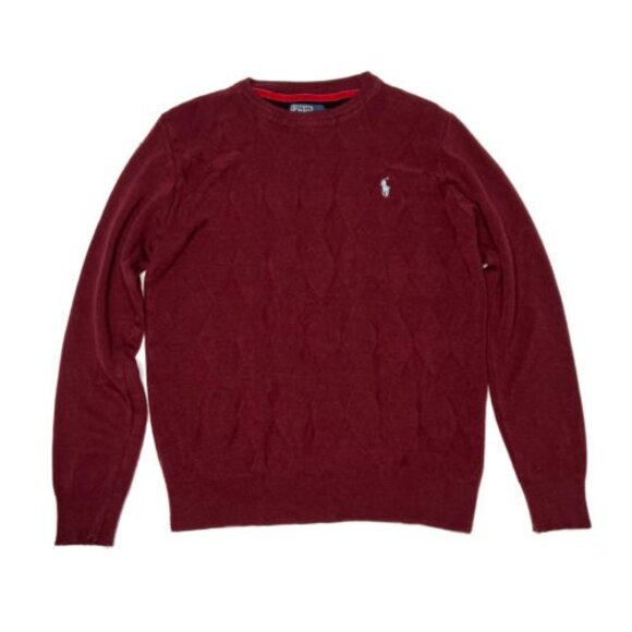Vintage Polo Ralph Lauren Wool Crewneck Sweater Size M Dark Red - Picture 1 of 7